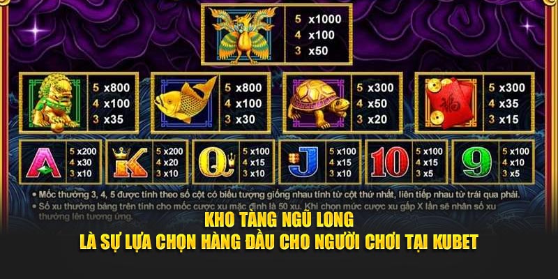 Kho tàng ngũ long là sự lựa chọn hàng đầu cho người chơi tại Kubet